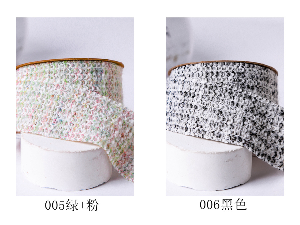 Autumn and winter collection with scallion plush color-block woven chanel-style webbing, DIY bow hair accessory material bag, clothing collar pic 16