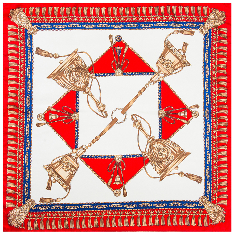 Wholesale silk scarves for overseas gifts and return gifts, cross-border silk autumn and winter decorative plain crepe satin 53cm floral neckerchiefs, small square scarves pic 14