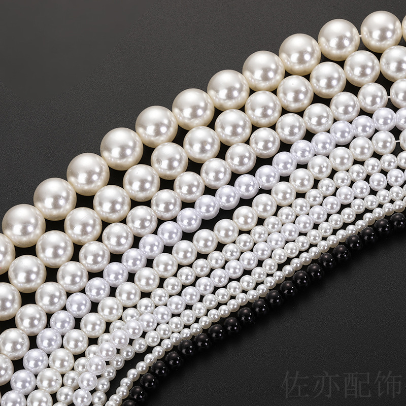 In-stock diy straight-hole water-polished loose beads ABS high-gloss 3-16mm imitation pearl jewelry accessories string beads connection beads pic 128