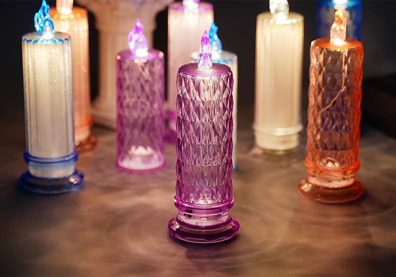 Wholesale transparent diamond-shaped LED electronic candle lights, birthday, wedding decoration, Christmas, Halloween projection atmosphere lights pic 8