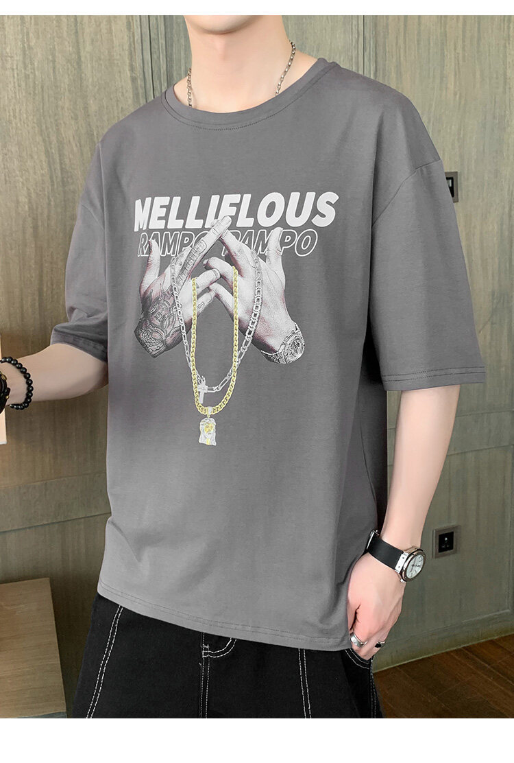 短袖t恤男士夏季潮流休闲半袖体恤宽松打底衫内搭印花潮牌男装详情20