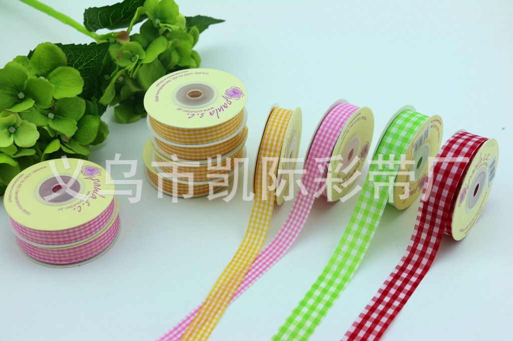 Wholesale of checkered fabric tape, printed with gold and silver foil stamping, baking packaging ribbons, clothing accessories and webbing manufacturers pic 5