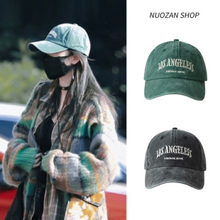 帽子女韩版显脸小字母刺绣弯檐鸭舌帽美式复古百搭情侣软顶棒球帽详情5