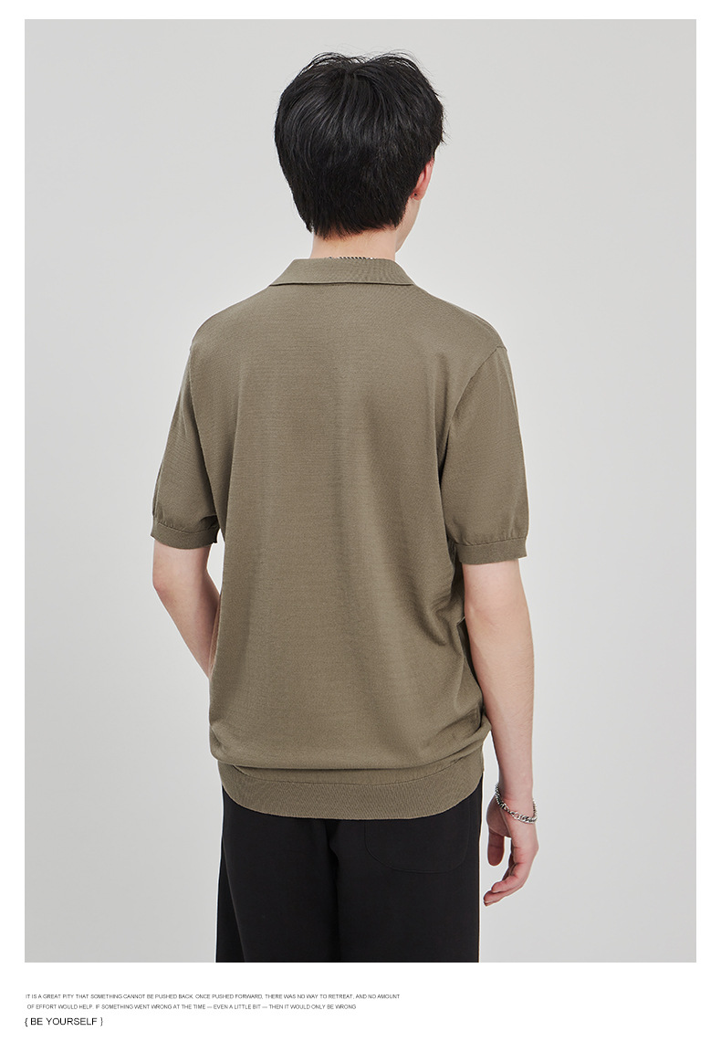 APO男装|简约针织短袖t恤男士2024夏季新款纯色设计垂感POLO衫男详情18