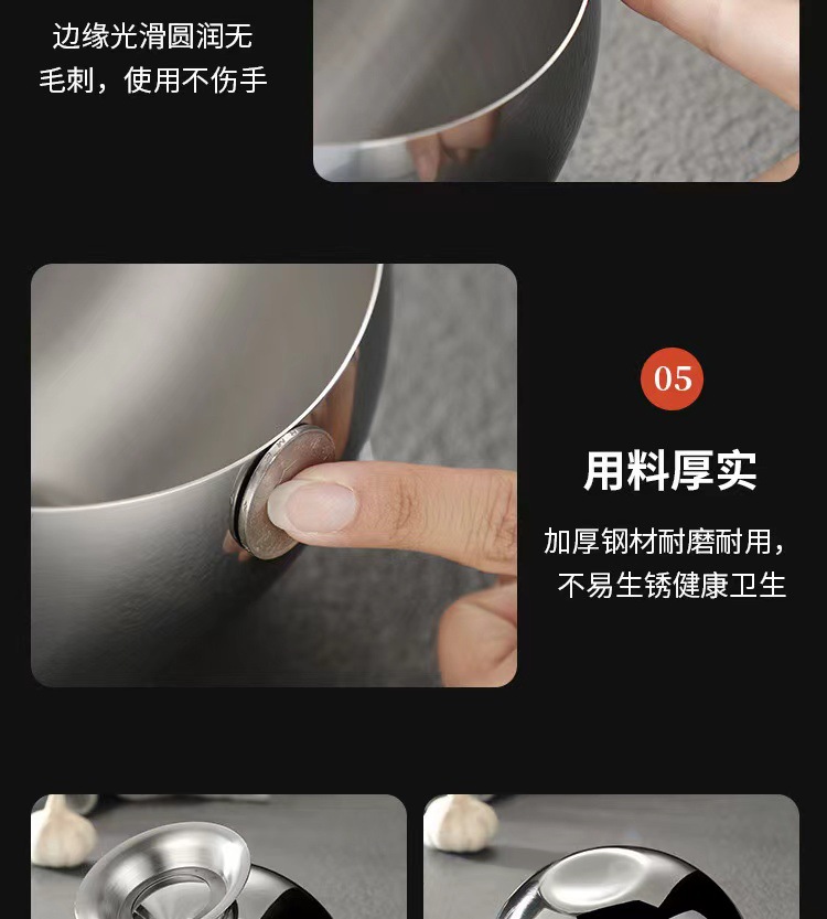 商用不锈钢斜口碗带盖球形火锅自助餐调料碗KTV果皮碗小料碗生菜详情12