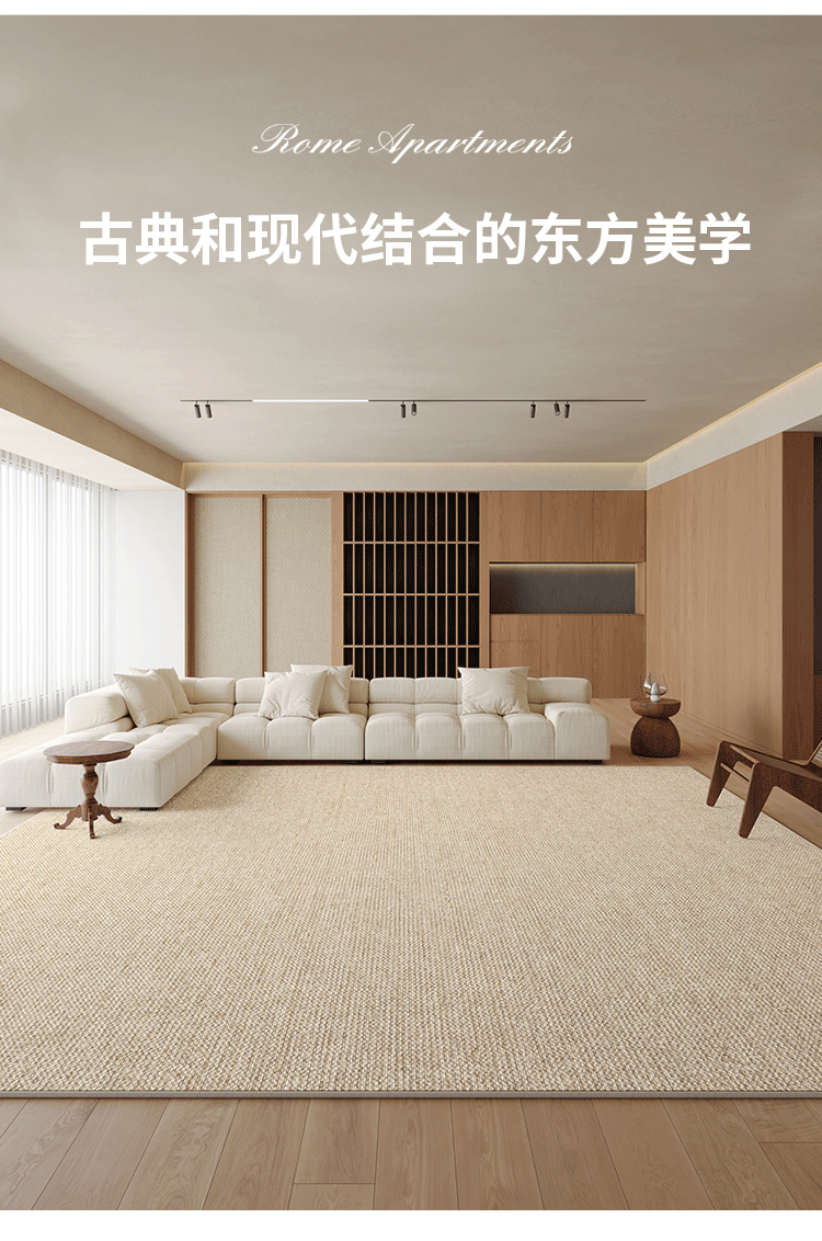 纯色地毯客厅新中式轻奢高级沙发茶几耐脏免洗卧室地垫大面积全铺详情27