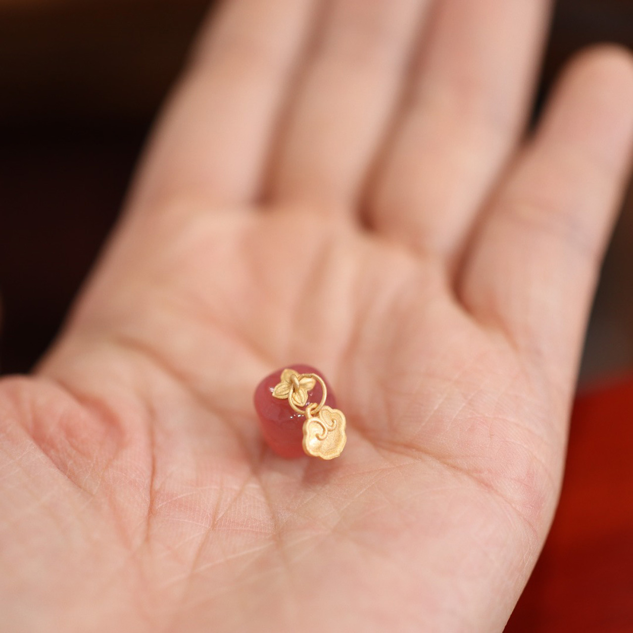 New natural salt source agate jewelry pink accessory S925 silver gold-plated non-red salt Source Ruyi persimmon accessory pic 16