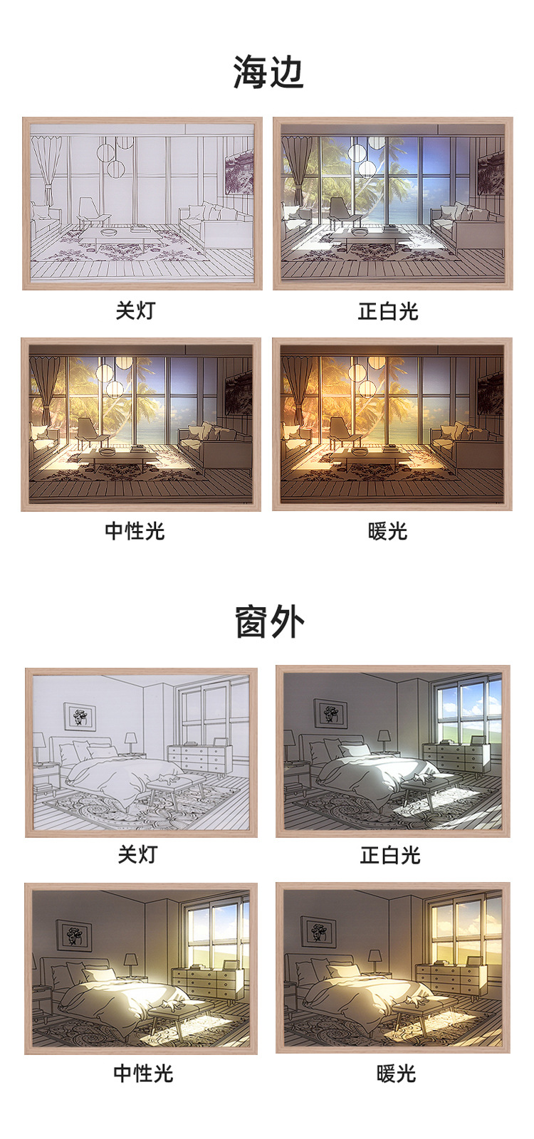 diy light painting outer frame, photo frame, wooden decorative items, hollow detachable picture frame, creative three-dimensional frame, factory stock wholesale pic 17