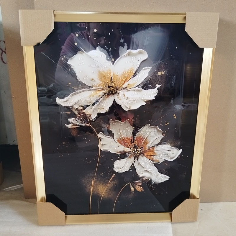 镶钻晶瓷画晶石画外贸装饰画客厅餐厅卧室蜻蜓花朵壁画烤瓷镶钻画详情5