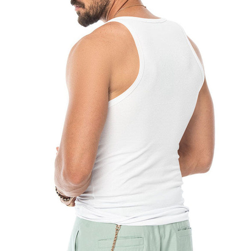 亚马逊男士背心弹力紧身纯色运动背心男夏季修身型健美打底衫批发详情8