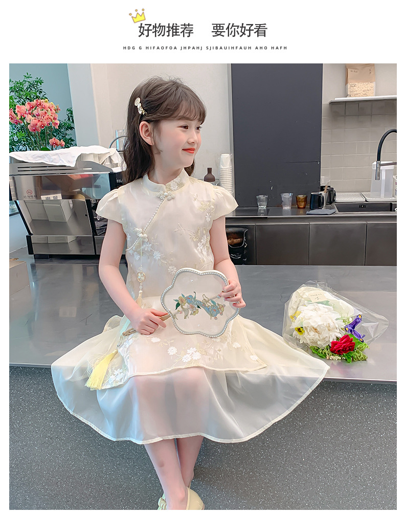 国潮女童夏装旗袍裙2025夏季新款儿童洋气裙子中大童中国风短袖连衣裙详情2
