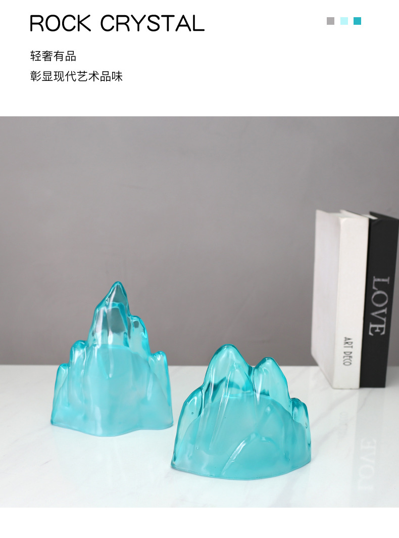 Modern new Chinese-style decorative soft furnishings, crystal rockery three-piece set, tea room window display cabinet, artistic handicrafts pic 19