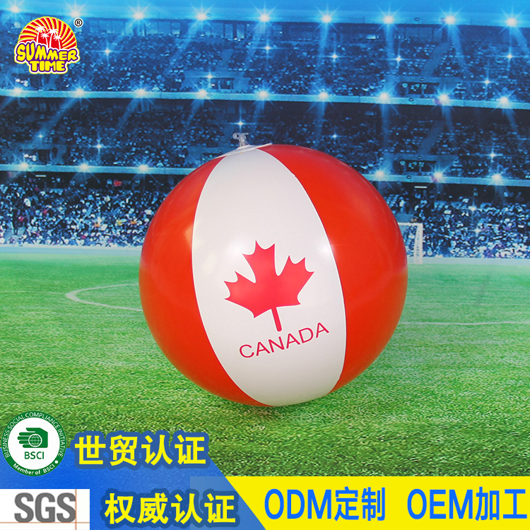 虹雨® 厂家定制logo枫树叶红色pvc充气球促销广告球CANADA加拿大沙滩球详情18
