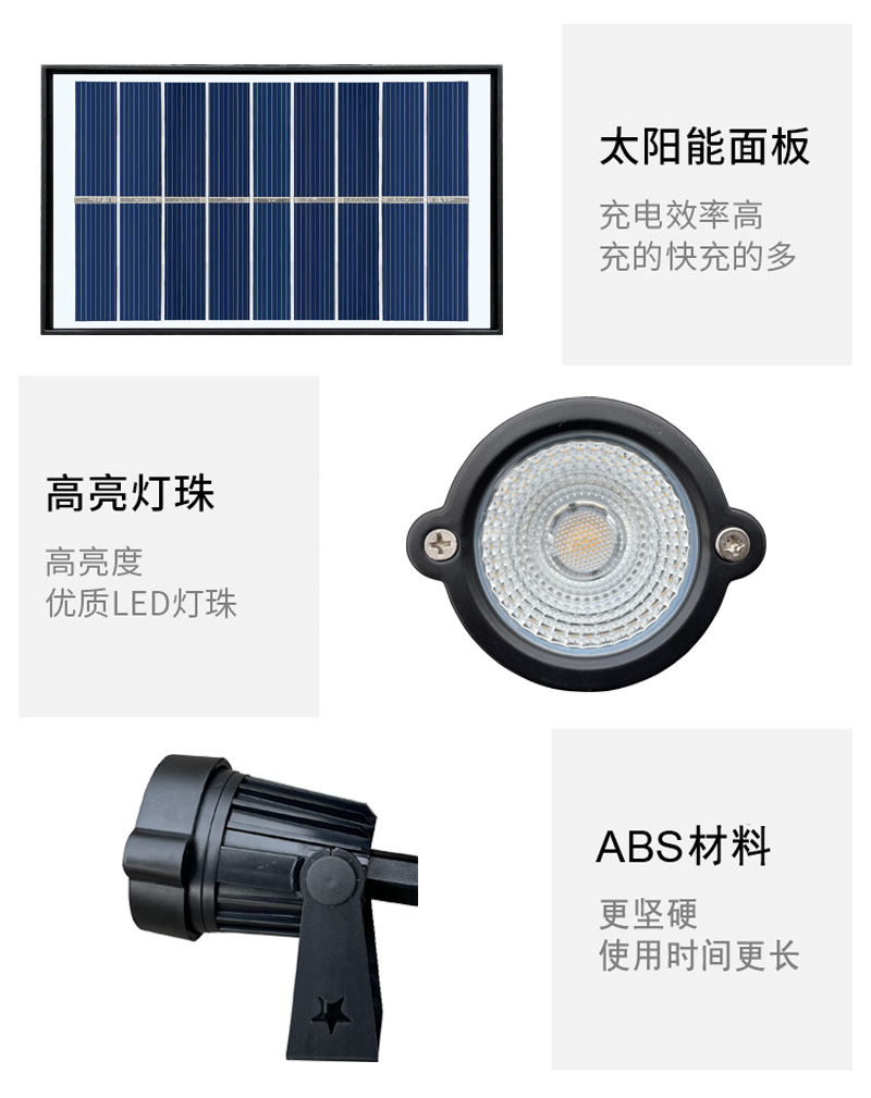 太阳能步道灯网红庭院地面免开孔户外景观过道灯草坪灯详情6