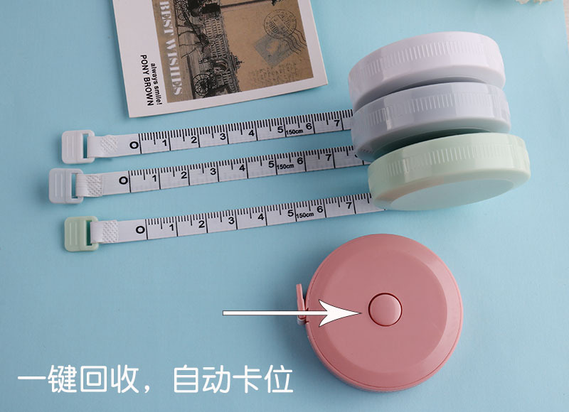1.5-meter Nordic-style plastic mini tape measure, automatic telescopic inch measuring soft leather tape measure, foreign trade logo gift pic 9