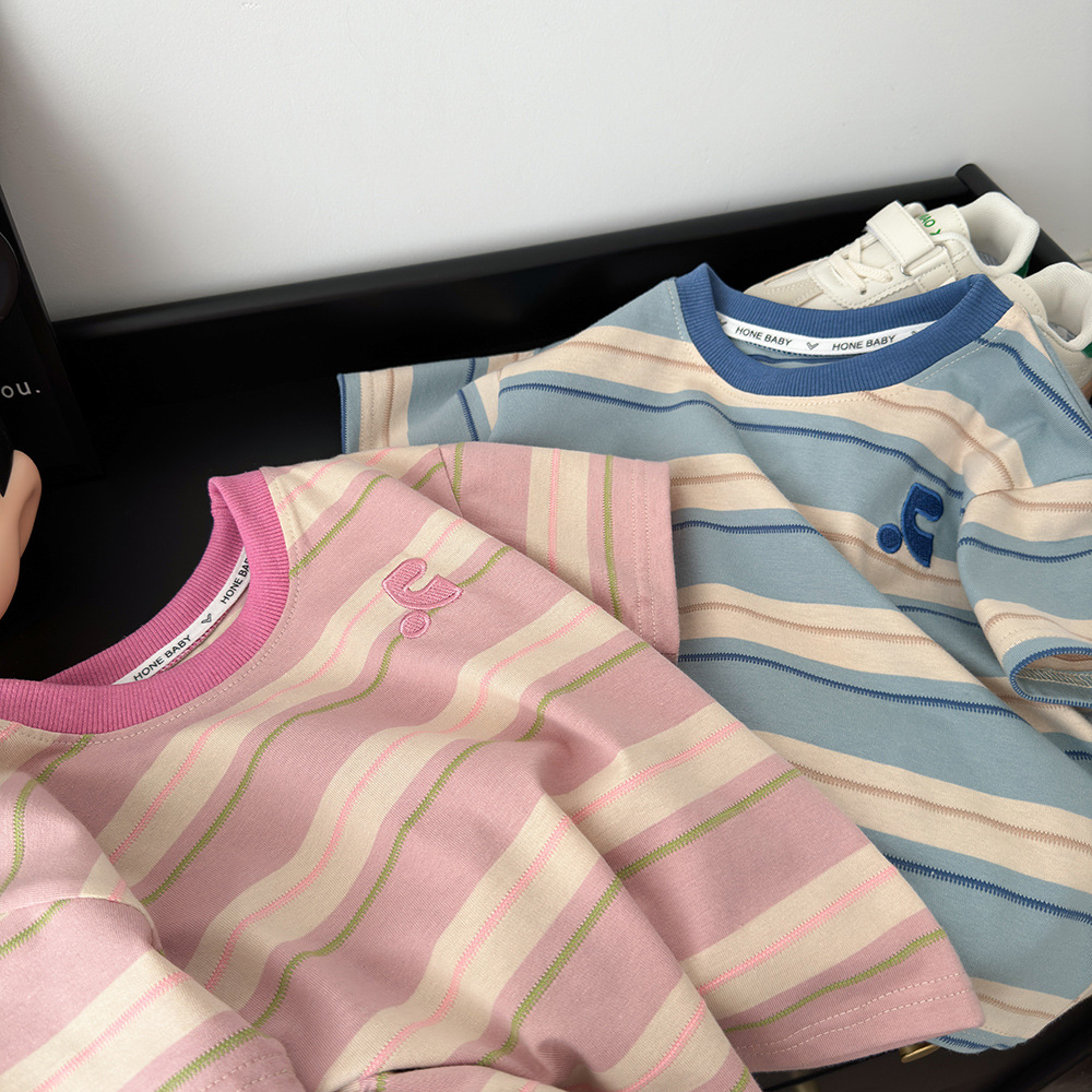 立体刺绣儿童新款短袖T恤夏装宽松韩版上衣休闲打底衫批发代发详情1