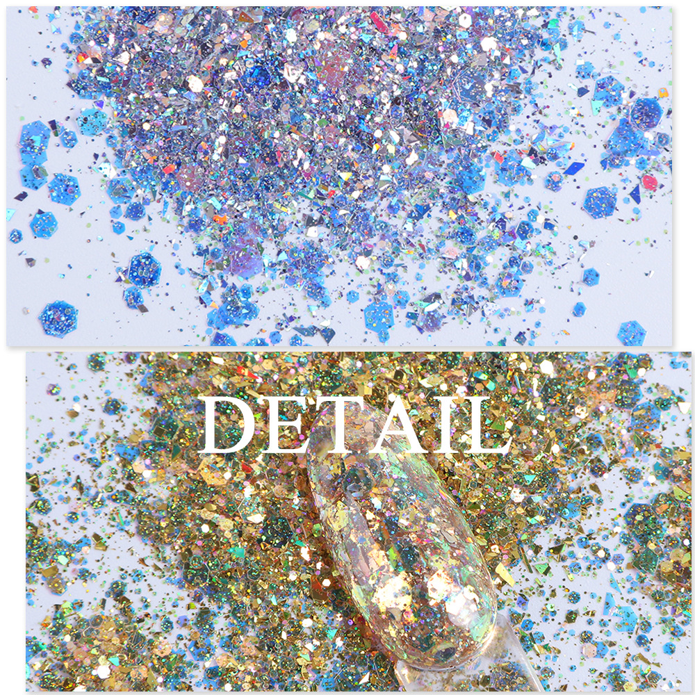 Nail polish glitter with 12 grids, iridescent glitter sheets, mermaid mixed pieces, and nail sequin decoration pic 12