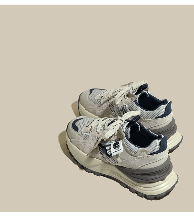 复古灰老爹鞋女2025新款春秋季休闲女鞋网面跑步运动鞋厚底阿甘鞋详情8