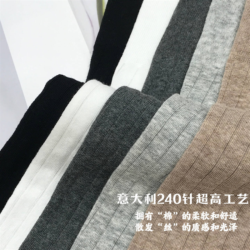 诸暨2024春夏新款超薄透气堆堆袜纯色竖条长袜学院风过膝袜女袜子详情13