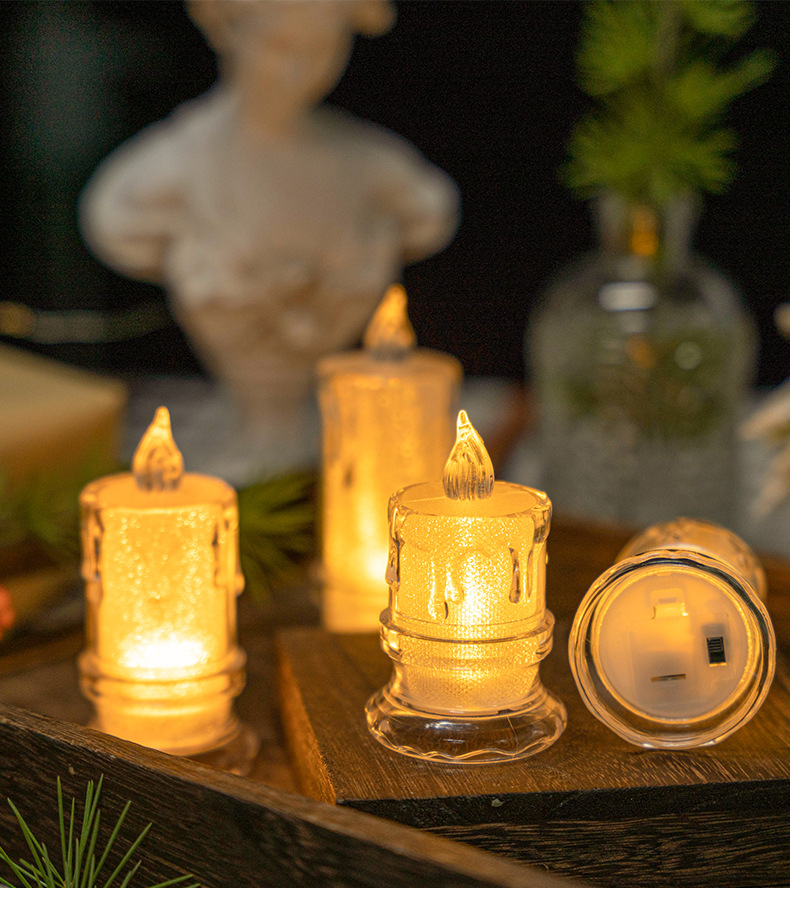 Electronic candles, LED crystal luminous candle lamps, simulated fake candles, proposal and birthday decoration, transparent tear candles pic 4