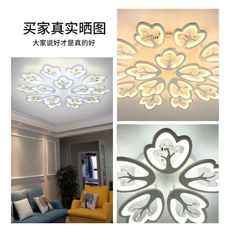 Modern led crystal ceiling lamps, simple and warm living room lamps, bedroom lamps, creative and personalized lighting fixtures, remote control lamps wholesale pic 19
