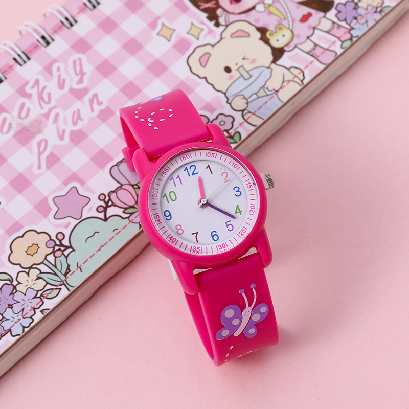 新款儿童石英表小学生可爱硅胶手表彩色卡通电子手表批发详情12