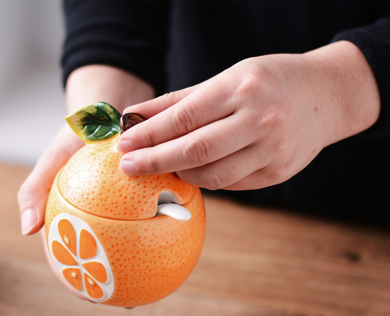 Creative Japanese kitchenware, orange ceramic seasoning bottles and jars, seasoning jars, seasoning boxes, spice jars, salt jars pic 49