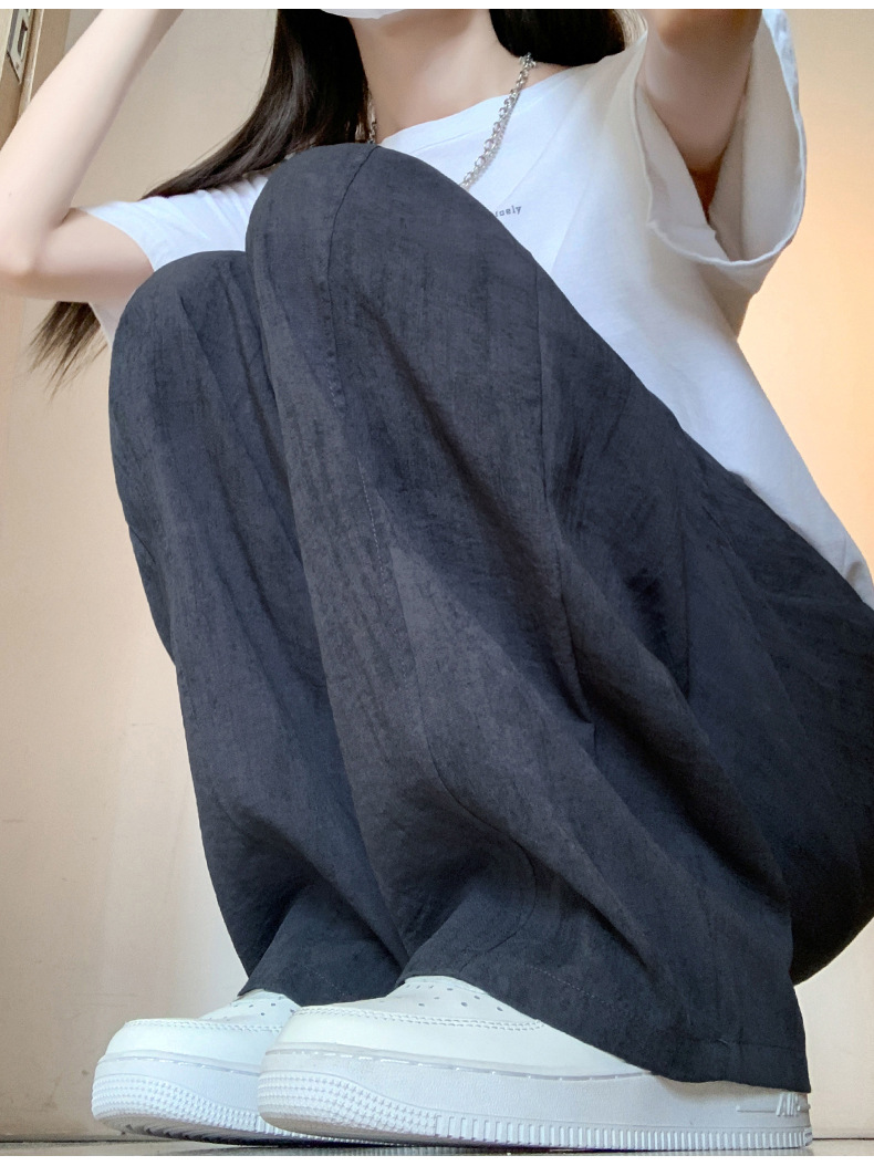 2024 Summer thin linen wide-leg drape women's tie-dyed high-waisted straight-leg casual pants pic 22