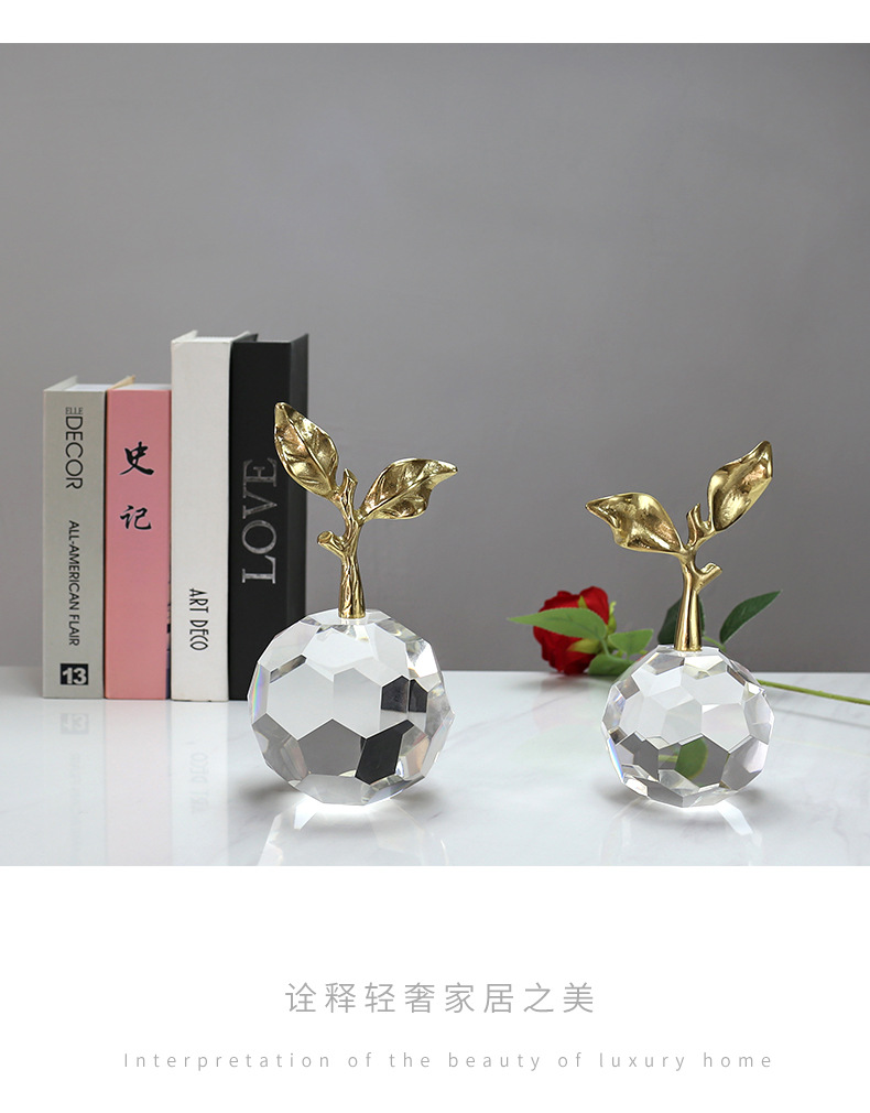 Modern and simple, lifelong peace crystal apple creative decorative art piece, home living room wine cabinet decoration pic 26