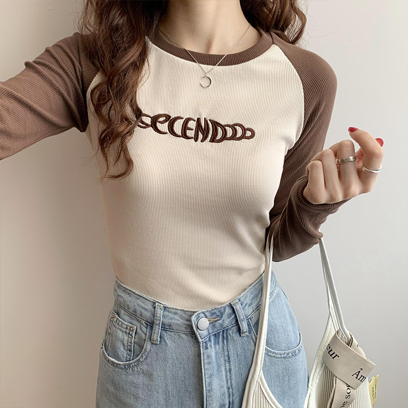 Korean hooded long-sleeved T-shirt for women 2023 autumn/Winter new style, slimming and form-fitting solid color hoodie, versatile top and base layer pic 6
