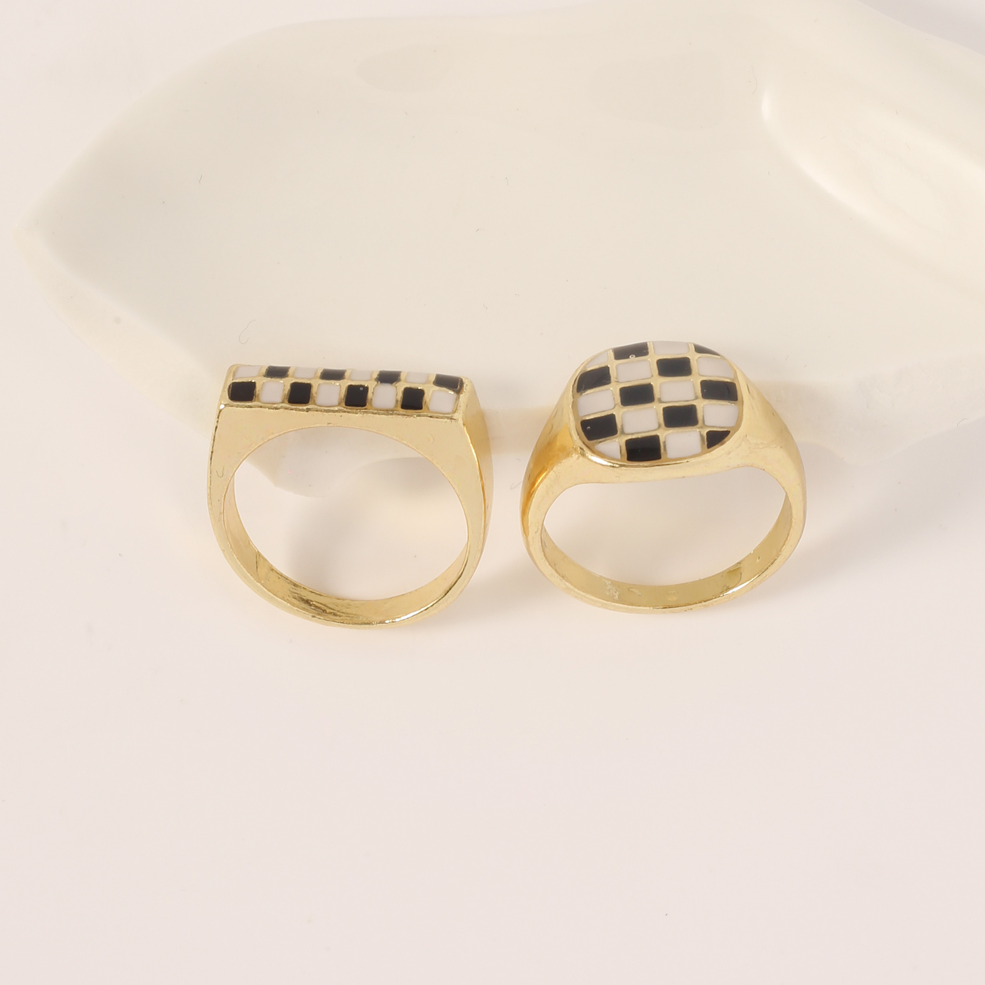 A niche checkerboard pattern ring for women with a Faoulang design sense, an oil-dripping and personalized open ring for men, factory direct sales pic 4