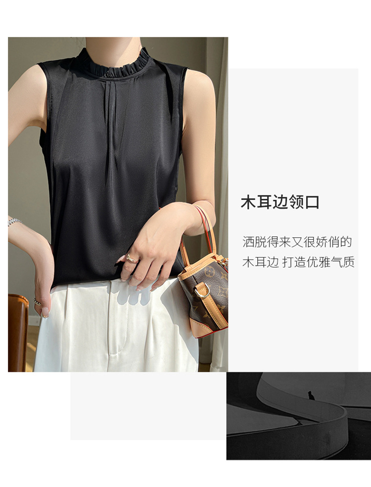 2025夏季立领无袖背心T恤修身上衣百搭打底衫半袖女装服饰吊带女详情11