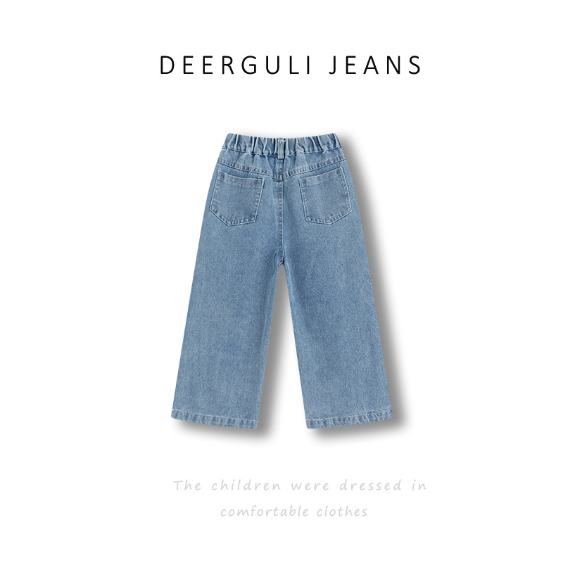 西米鹿女童裤子2024春款儿童韩版卡通牛仔直筒裤宝宝休闲宽松裤子详情2