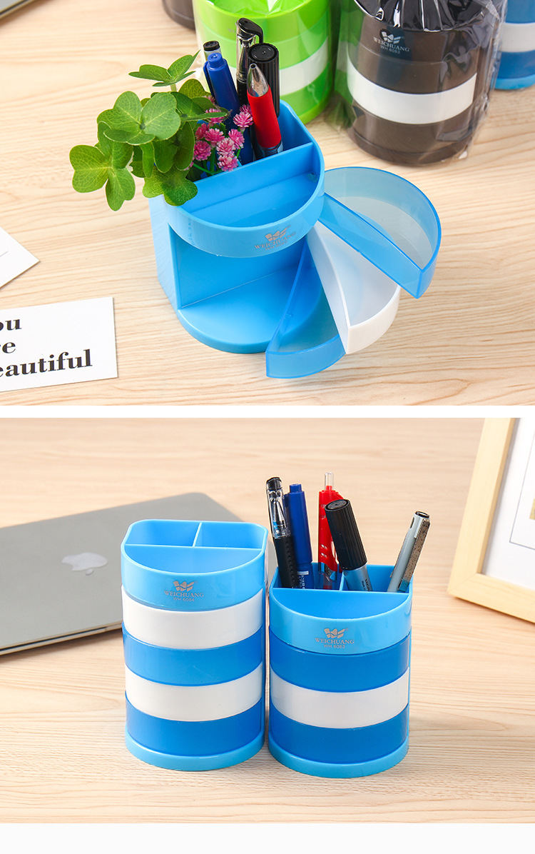 Wholesale of multi-functional pen holders, multi-layer circular plastic office desktop ornaments, fashionable and simple large-capacity storage boxes pic 32
