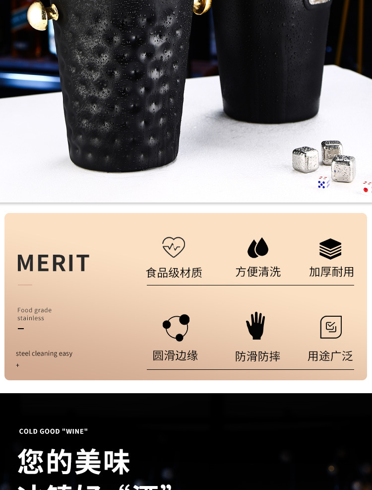 Stainless steel beveled ice bucket, KTV and bar supplies, champagne bucket, beer bucket, wine bucket, ice granule bucket, ice bucket, metal ice bucket, stainless steel beer bucket, stainless steel ice bucket, hotel supplies pic 2