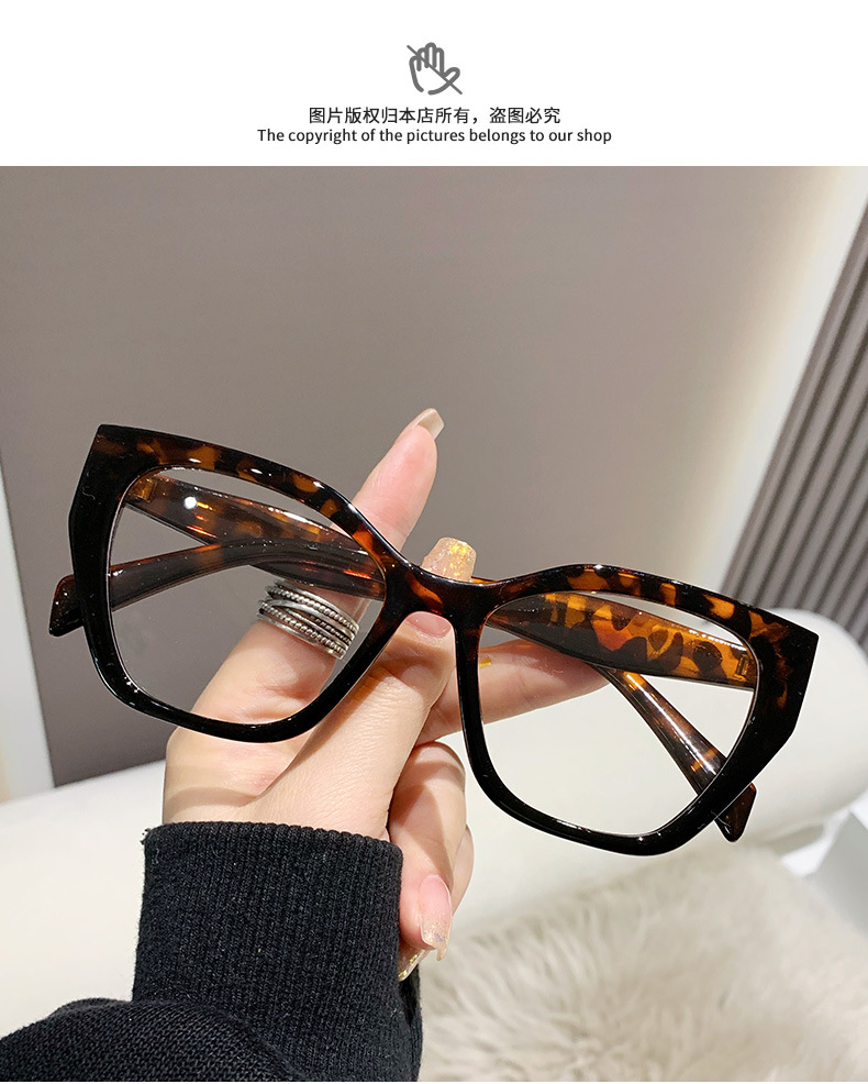 2023新款猫眼眼镜框女时尚欧美撞色PC眼镜架平光镜跨境防蓝光眼镜详情3