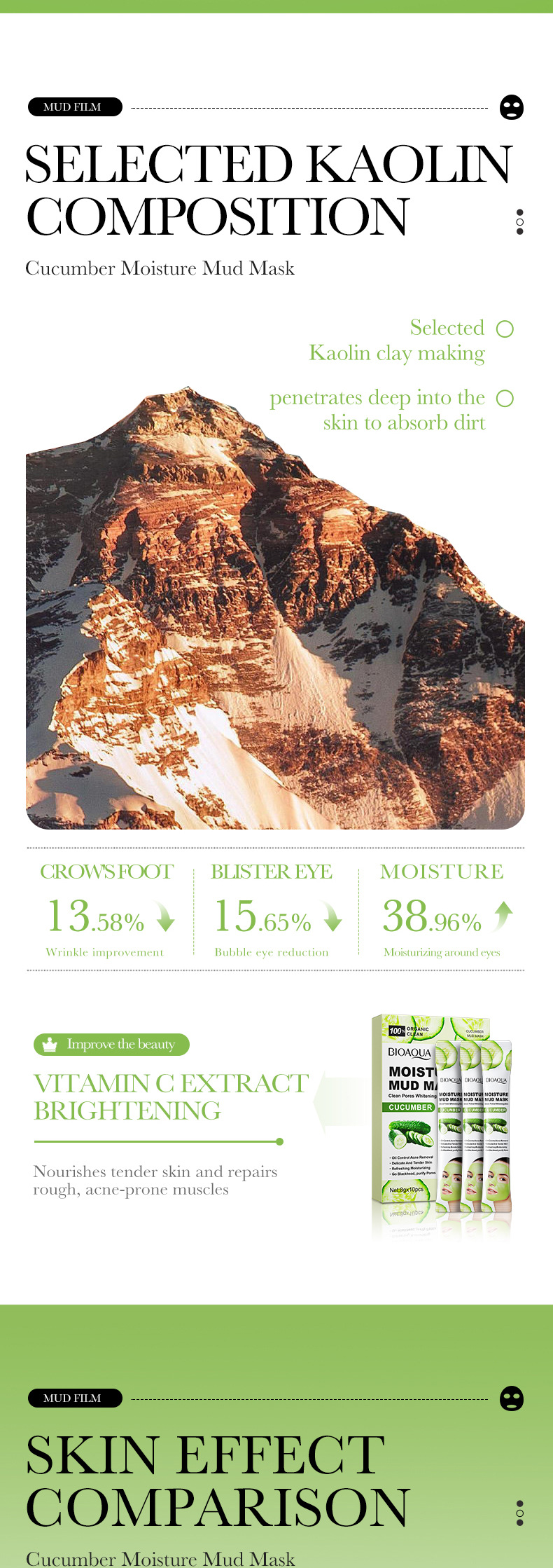 The all-English BIOAOUA Cucumber Moisturizing Mud Mask cleanses pores and improves blackheads. It is an export-oriented cross-border mask exclusively for export pic 39