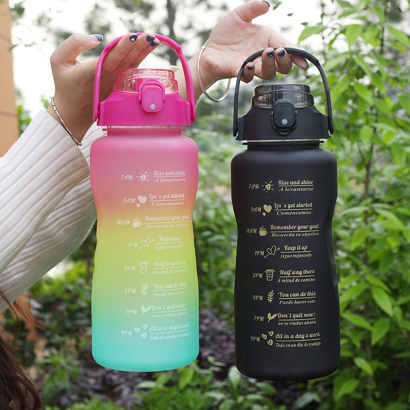 外贸3色渐变套装杯大中小三件套塑料水杯可户外运动详情12