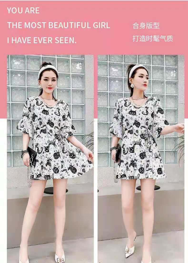 Belt-wearing Internet celebrity letter skirt and shorts set, chiffon plus-size dress, hot girl 2021 Summer Fashion set pic 10