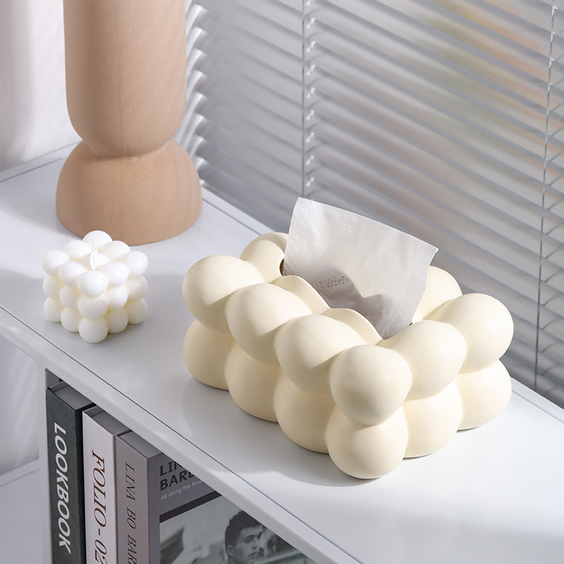 High-end and stylish ball tissue box, InS-style bedside tissue storage box, new niche minimalist ceramic paper tissue box, high appearance level, cute ball tissue box, high-end and light luxury living room coffee table, napkin decoration, tissue box for home use pic 10