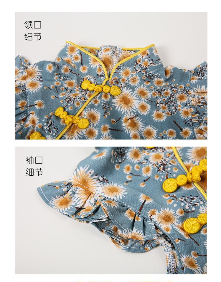 女宝宝改良旗袍连衣裙夏装儿童中国风短袖公主裙小童碎花裙子详情24
