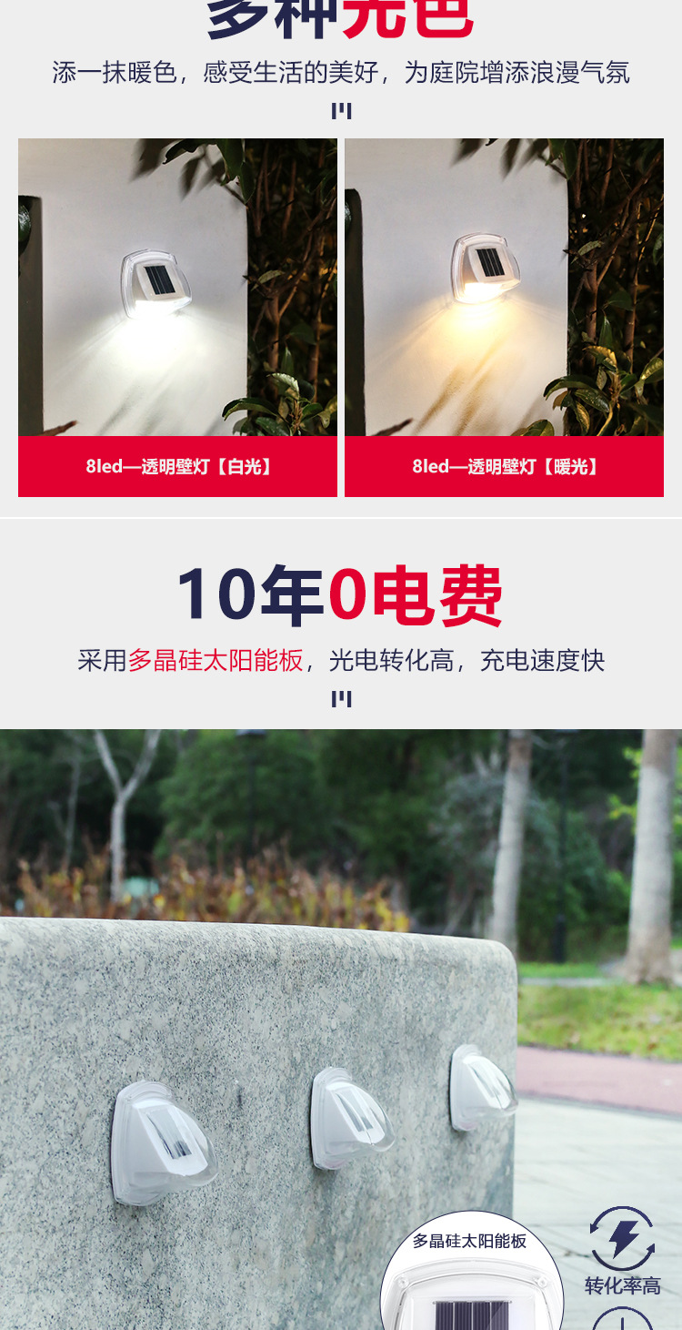 户外太阳能路灯庭院防水新农村壁灯室内家用照明超亮LED小夜灯泡详情2