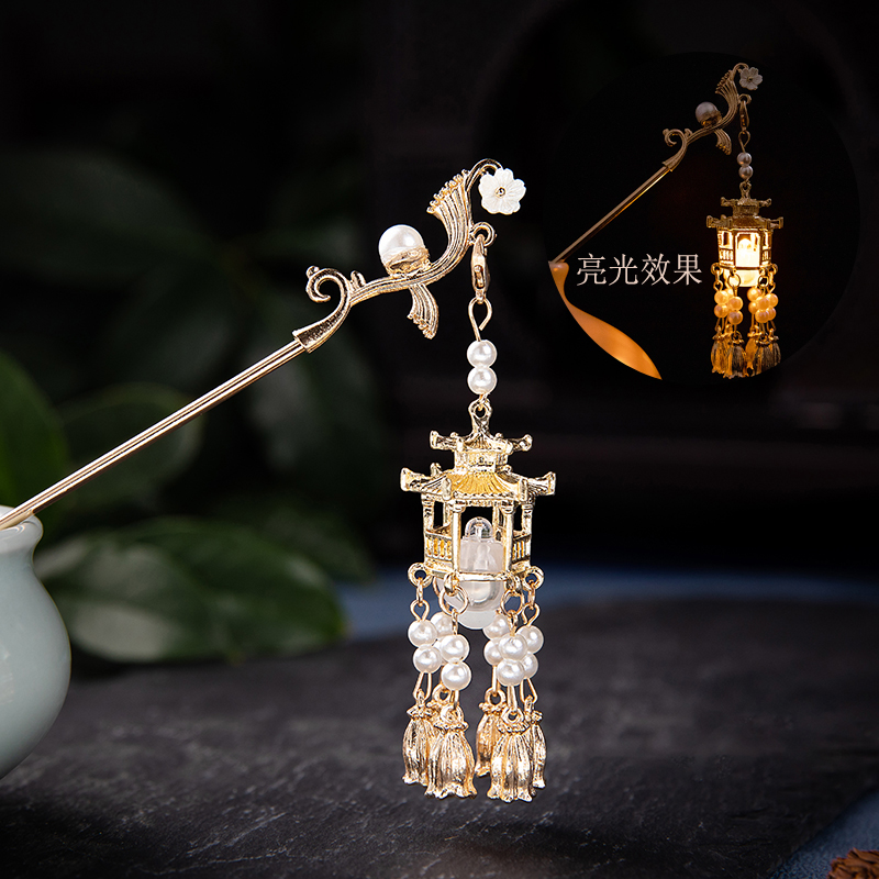 复古流苏宫灯发簪感发光簪子女古风头饰汉服发饰新鲜出炉百搭簪子详情20