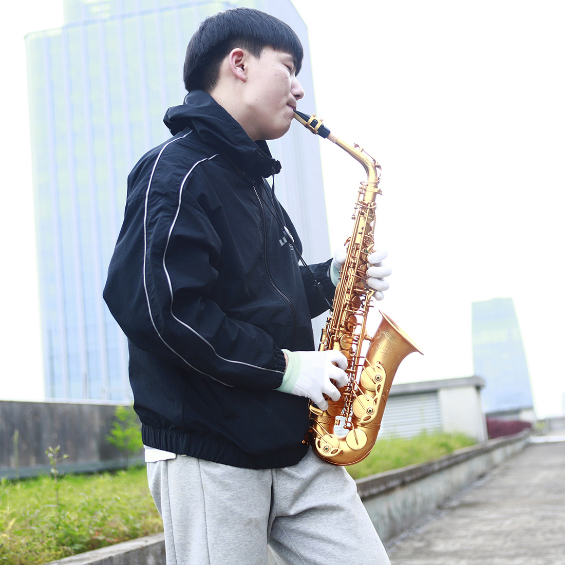 SLADE中音磨砂萨克斯套装黄铜管体初学者成人考级降e调萨克斯管详情11