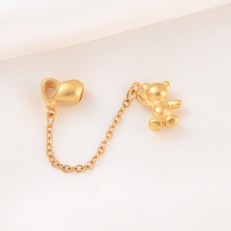 18k沙金磨砂质感项链手链月亮太阳小熊吊坠延长链尾链DIY饰品配件详情7