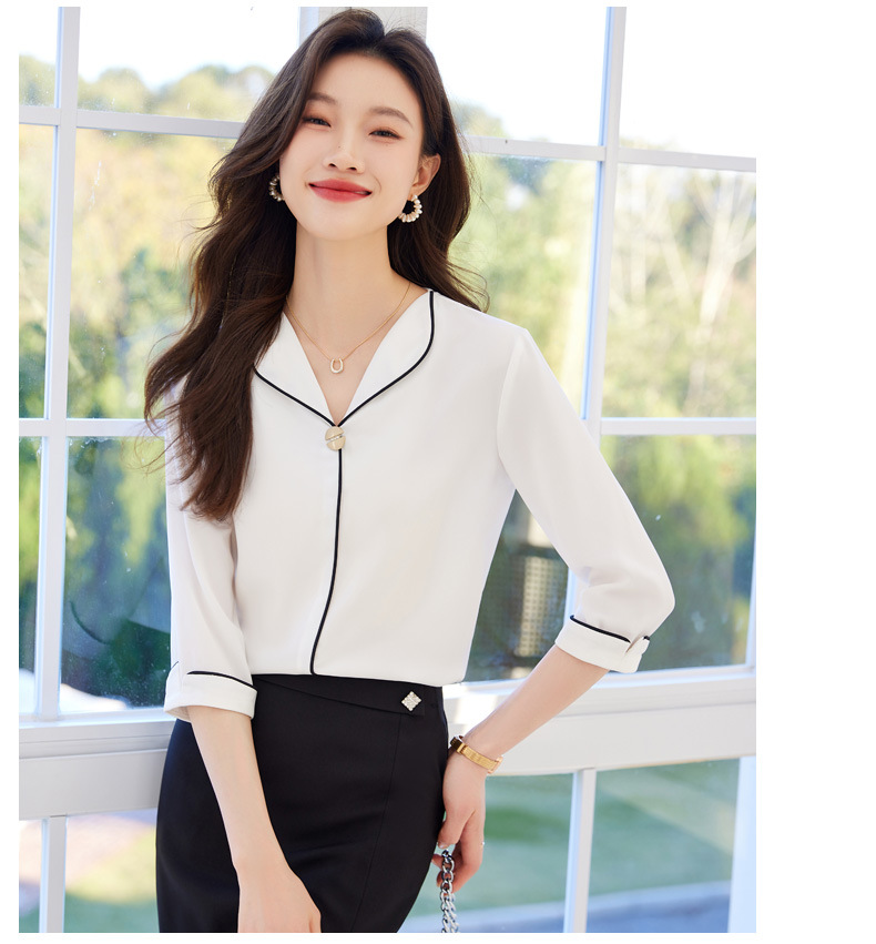 白色衬衫女中袖时尚气质夏季2024新款职业衬衣女小清新白领上班族详情16