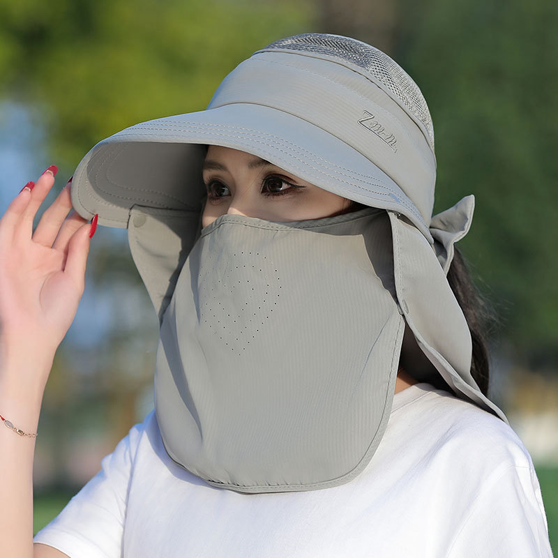 多功能可拆卸遮阳帽子女士夏季大沿防晒沙滩渔夫帽多种戴法采茶帽详情19