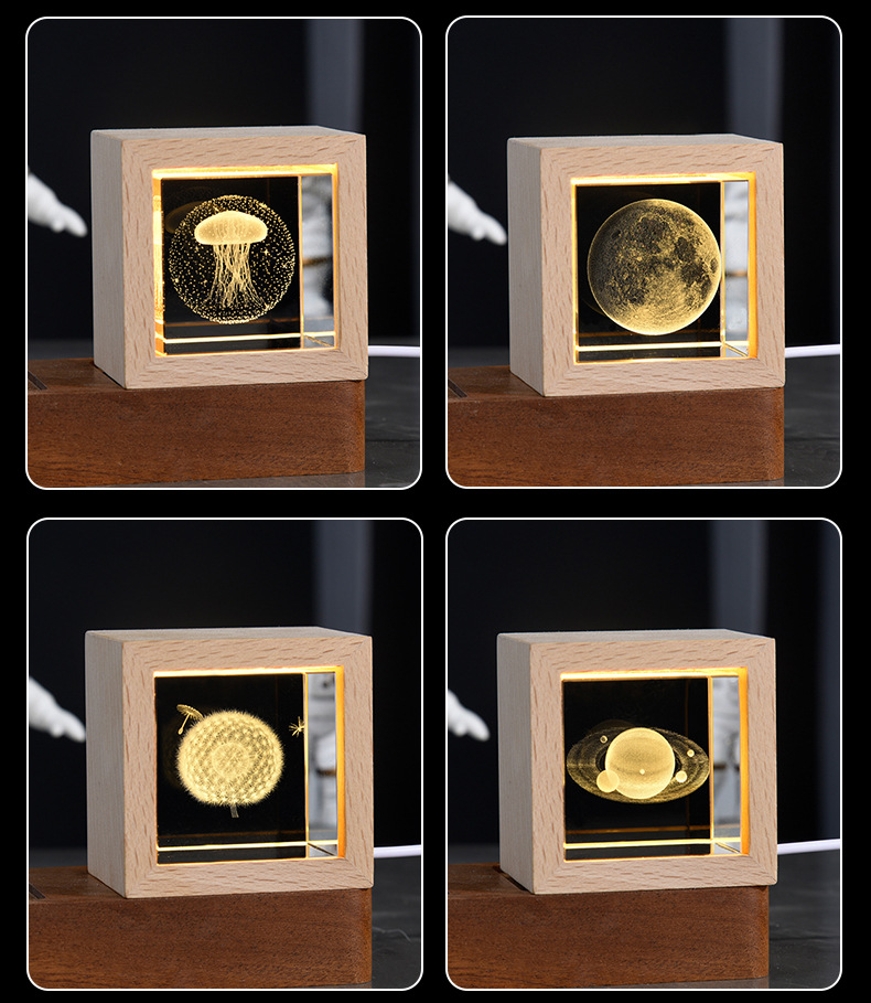 Wholesale of creative 3d galaxy crystal night lights, desktop ornaments and decorative items, Qixi Festival gifts pic 14