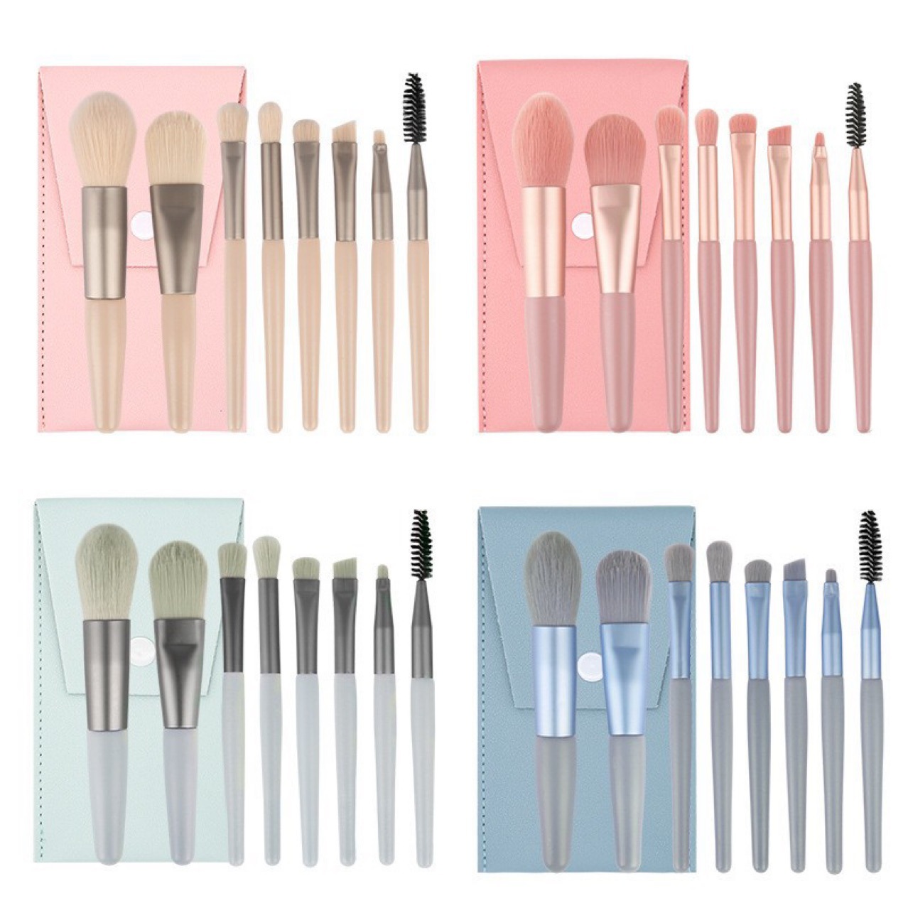 8 sets of makeup brushes, portable set brushes, blush brushes, eye brushes, and macaron multi-functional set brushes pic 1