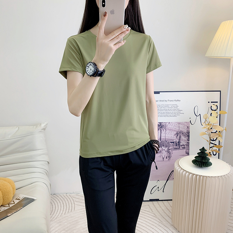 速干衣女短袖冰丝快干衣服批发户外运动跑步快干透气圆领t恤衫男详情5